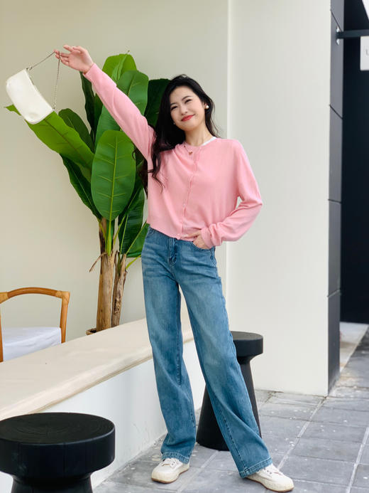 【百图lulu好物】【奶油开衫】软乎乎 细腻柔软 美丽诺羊毛 开衫 可当披肩 防晒衫 商品图4