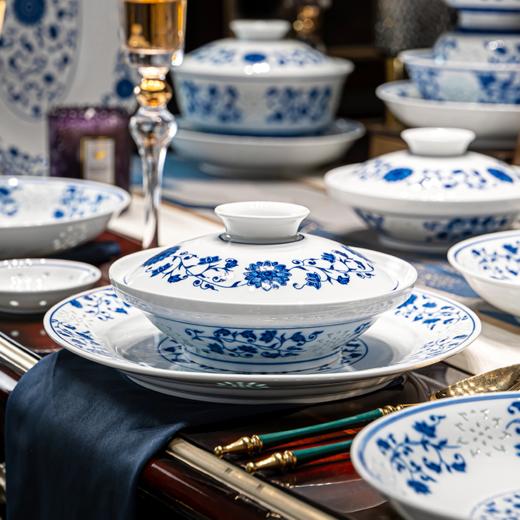 经典系列 | 富玉 景德镇玲珑陶瓷釉下彩碗盘套组万寿莲餐具 商品图3