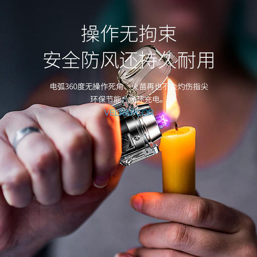 微笑鲨双电弧防身手电户外便携带电显三档调节USB充电迷你手电筒 商品图3