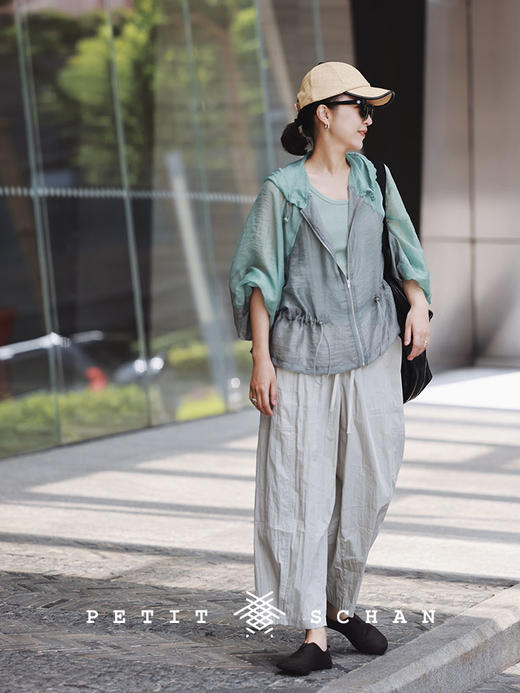 PETIT SCHAN小闪 CLO#281 Free radish 自由的萝卜 棉混纺自然微皱纸感松紧腰九分萝卜裤/锥形裤 商品图8