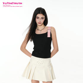 FTT Flythetruth  热吻 甜酷不对称撞色PU皮带卡扣春季背心上衣女