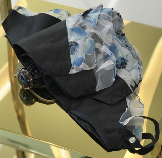 优品堂【时光花雕】三折碳纤骨双层黑胶防紫外线伞 商品图3