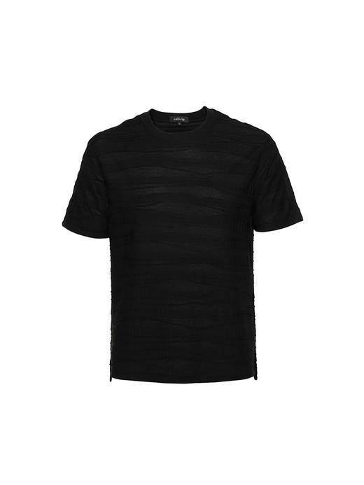 callisto黑色聚酯纤维混粘纤T恤 STTSS086Y 商品图3
