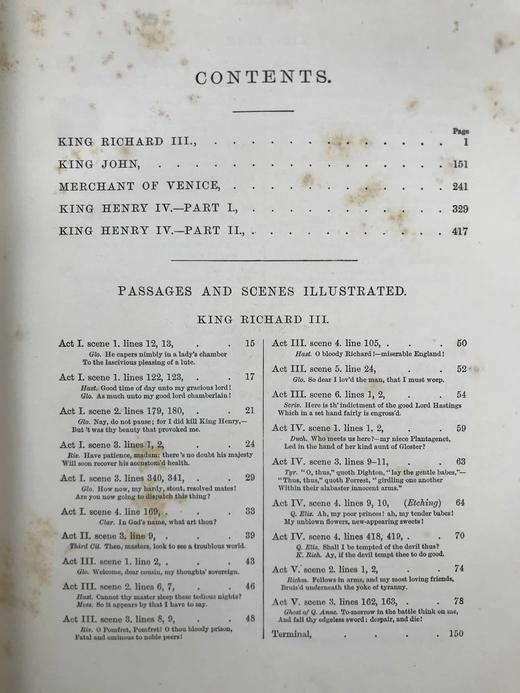 1890年 莎士比亚作品集（卷3，理查三世/约翰王/威尼斯商人/亨利四世） 数十幅插图 漆布精装18开 商品图4