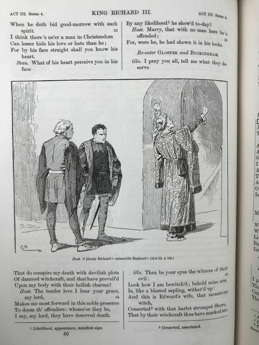 1890年 莎士比亚作品集（卷3，理查三世/约翰王/威尼斯商人/亨利四世） 数十幅插图 漆布精装18开 商品图13