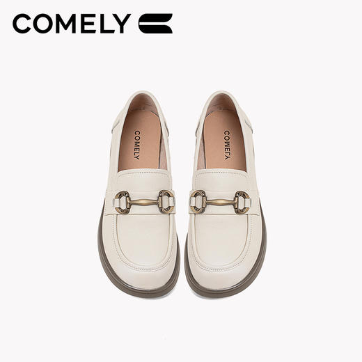 康莉KZQ2K111拼款乐福鞋春季新款牛皮学院风金属扣圆头JK小皮鞋 商品图4