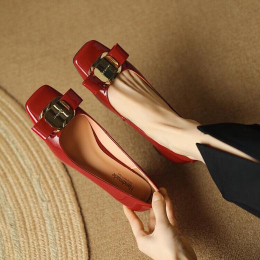 【预售5天】粗跟浅口杏色中跟，韩版方头单鞋高跟鞋LD&F6705 商品图6