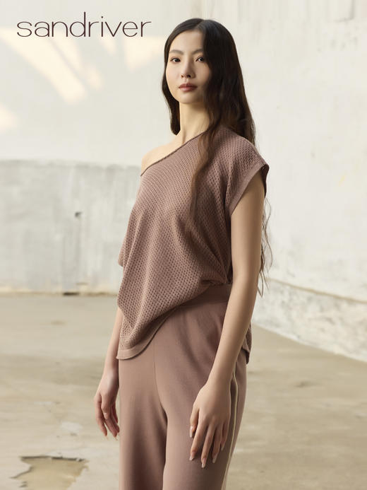 精梳棉针织一字领小衫SJS96W035N 商品图2