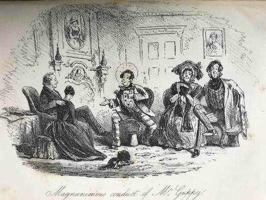 含藏书票！约19世纪后期 狄更斯《荒凉山庄》 8幅插图 真皮精装36开 商品图11