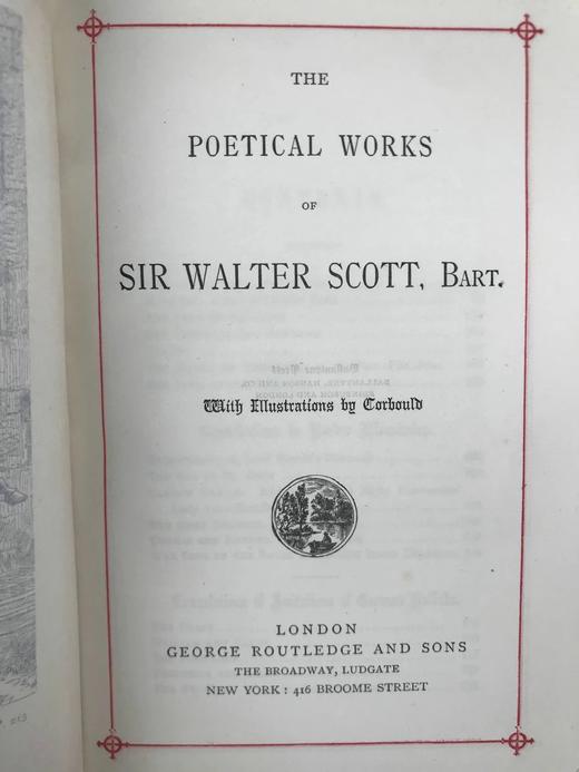 约19世纪后期 司各特诗集 6幅插图 漆布精装32开 商品图5