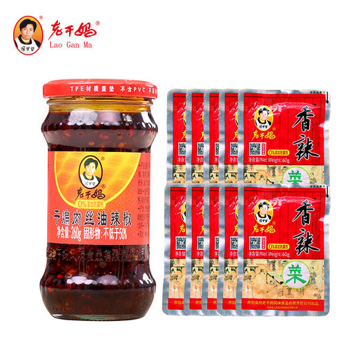 贵州特产老干妈干煸肉丝油辣椒260g/瓶香辣菜60g风味下饭菜凉拌咸菜榨菜 商品图0