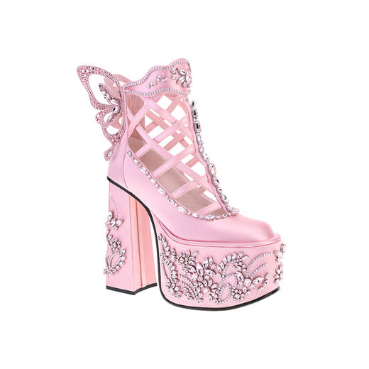 sheme蝶梦庄周系列进口丝绸水晶点缀全球限量版新中式优雅时尚女士短靴可定制 商品图4