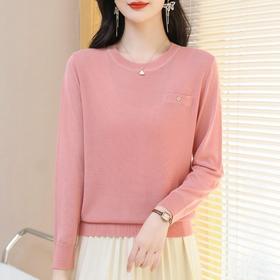 短款薄款针织打底衫，早春内搭2024新款洋气纯色套头衫CC-101-20601