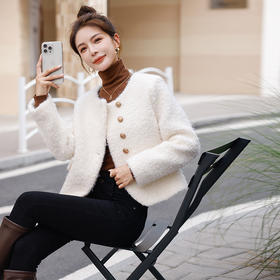 气质时尚优雅轻奢小香风羊毛短外套HR-WQ93829