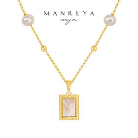 Manreya玛芮雅“甜蜜方糖”淡水珍珠天然贝母项链法式复古