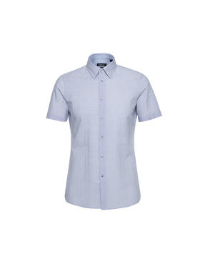 callisto蓝色棉短袖衬衫 STSTS050C