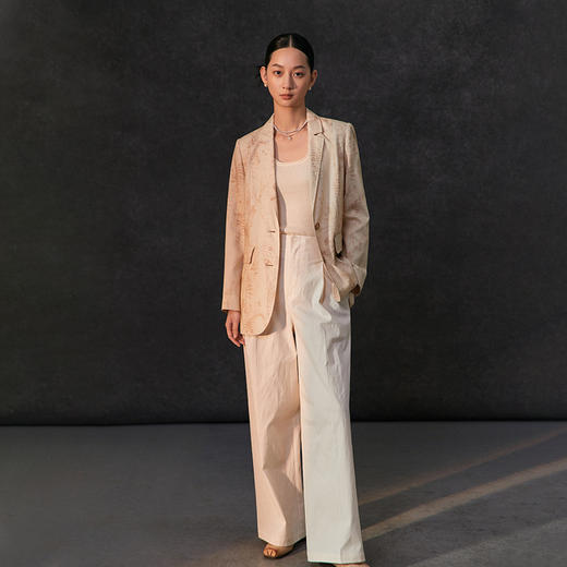 famecoco新中式植物拓印西装外套女士正肩天丝小西服FAC1AW005 商品图4