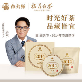 白大师阅天下系列2014年高山福鼎白茶陈年枣香茶叶寿眉茶饼300g