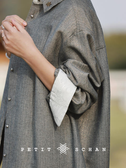 PETIT SCHAN小闪 CLO#230 overcast to clear 阴转晴 日本进口银葱真丝羊毛宽松衬衫 商品图0