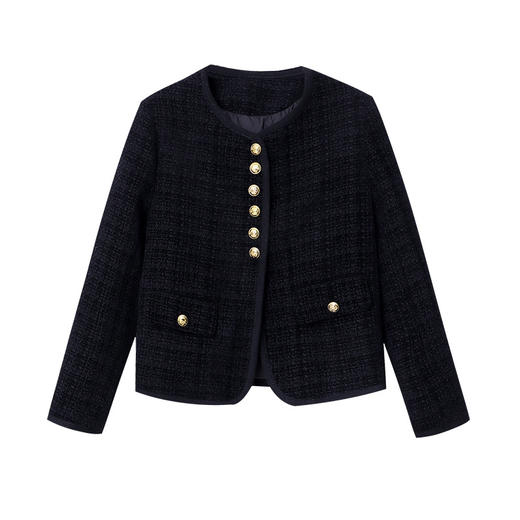 「法式高级风！三色可选」司南利落新中式羽绒小香风粗花呢小个子短款外套上衣 商品图4