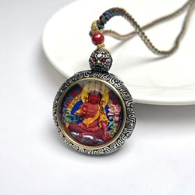 D铜镶朱砂吊坠-大势至圆牌50*42