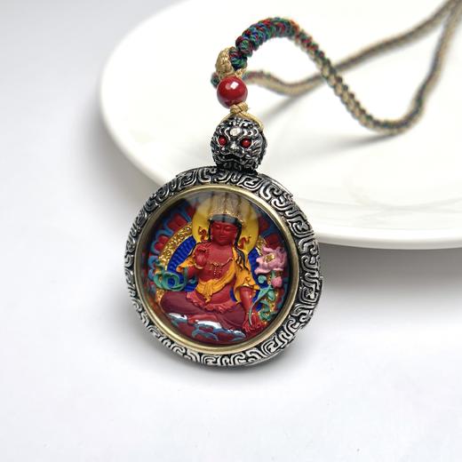 D铜镶朱砂吊坠-大势至圆牌50*42 商品图0