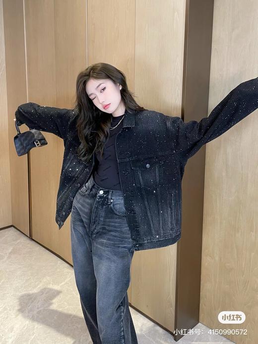 点此购买 巴黎世家春季男女款满钻烫钻牛仔外套 yg 280369 商品图6