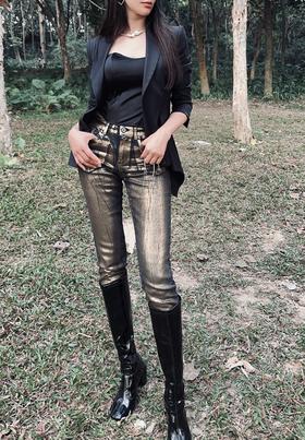 孤品 烫金牛仔裤KT1X95351