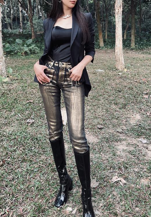 孤品 烫金牛仔裤KT1X95351 商品图0