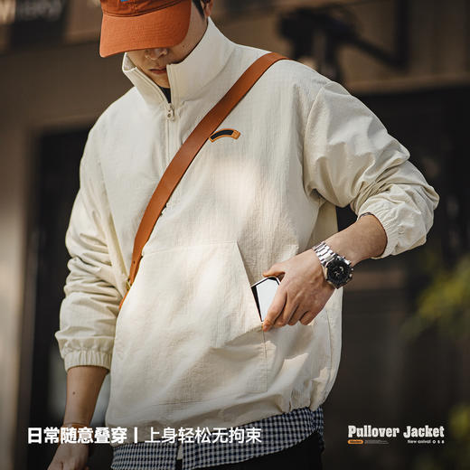 工装优选 美式复古半拉链立领夹克卫衣cityboy运动套头外套男春季 商品图2
