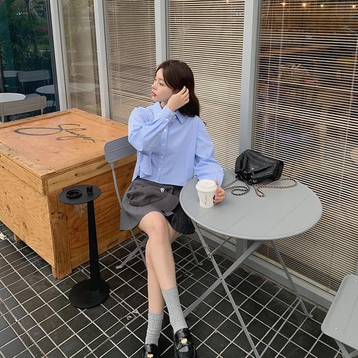 金蘑菇菇 半岛情书/私服～条纹衬衫半裙学院感姐姐套装 商品图3