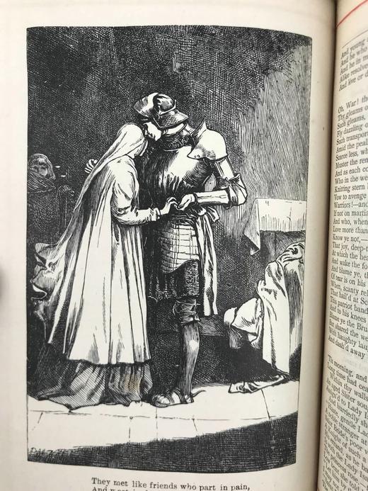 约19世纪后期 司各特诗集 8幅插图 全真皮精装36开 商品图11