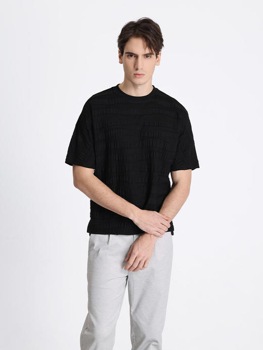 callisto黑色聚酯纤维混粘纤T恤 STTSS086Y 商品图1