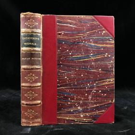 含藏书票！约19世纪后期 狄更斯《荒凉山庄》 8幅插图 真皮精装36开