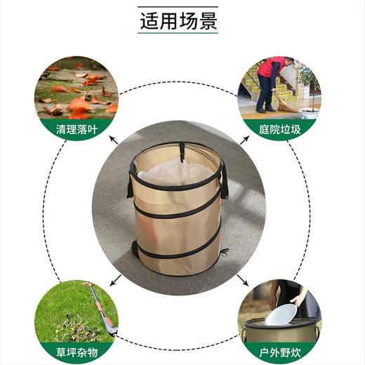 【户外露营必备！折叠垃圾桶】牛津布便携式野营野炊收纳桶大号折叠袋垃圾袋，内置加粗钢丝环支撑主体，上下提手 方便倾倒树叶。ry 商品图2