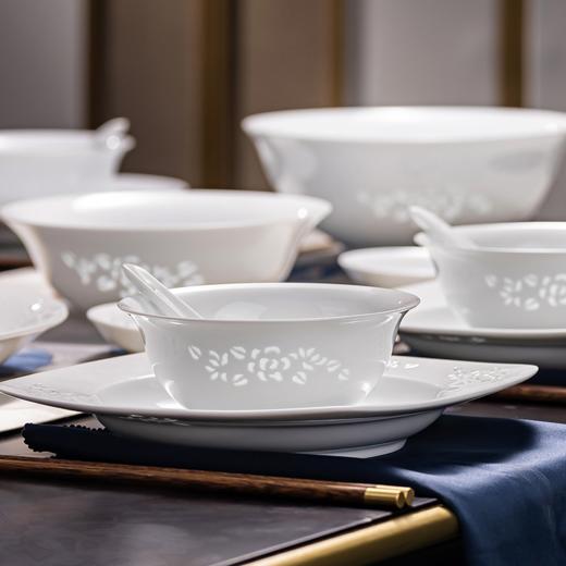 经典热销 人气餐具 | 富玉陶瓷 素玲珑瓷 玉牡丹系列餐具套装 商品图0