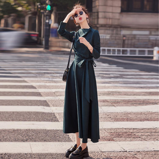 春季上新气质时尚优雅简约大方收腰显瘦高腰连衣长裙HR-WX25029 商品图1