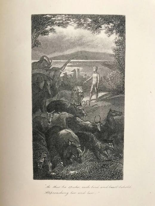 约19世纪后期 弥尔顿诗集 配多幅版画插图 全真皮精装32开 商品图7