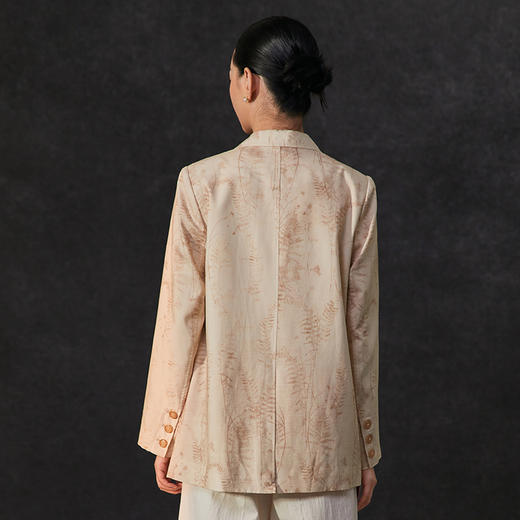 famecoco新中式植物拓印西装外套女士正肩天丝小西服FAC1AW005 商品图3