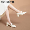 康莉KYQ3A686乐福鞋女粗跟秋季新款圆头舒适通勤单鞋高跟小皮鞋 商品缩略图1