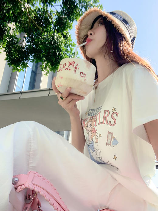 <曾小咸推荐>  【感知春日】白色印花T恤 商品图2