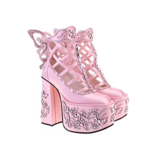 sheme蝶梦庄周系列进口丝绸水晶点缀全球限量版新中式优雅时尚女士短靴可定制 商品图5