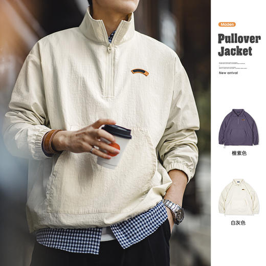 工装优选 美式复古半拉链立领夹克卫衣cityboy运动套头外套男春季 商品图0