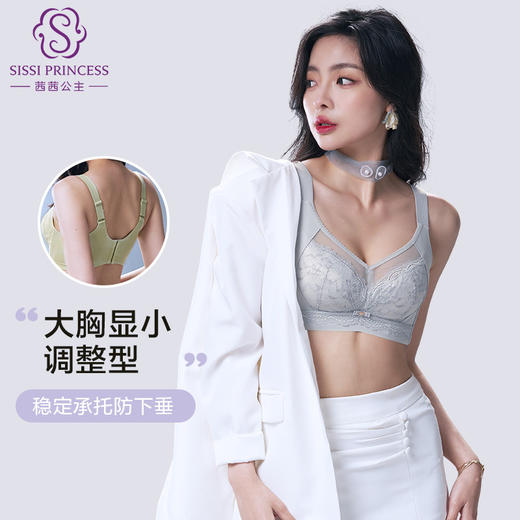 舒适百搭 双色蕾丝聚拢内衣 大胸显小 上托收副乳防下垂 性感舒适 商品图3