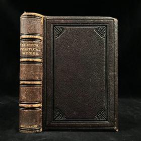 约19世纪后期 司各特诗集 8幅插图 全真皮精装36开