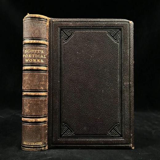 约19世纪后期 司各特诗集 8幅插图 全真皮精装36开 商品图0