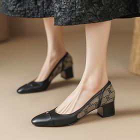 【预售5天】法式复古浅口单鞋，方头中跟通勤女鞋SLK&C308