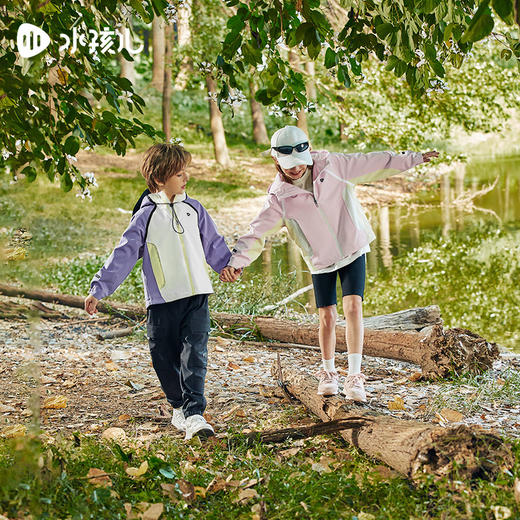 水孩儿童装24新款儿童三防外套男童轻户外时尚运动上衣女童舒适连帽衫 商品图1