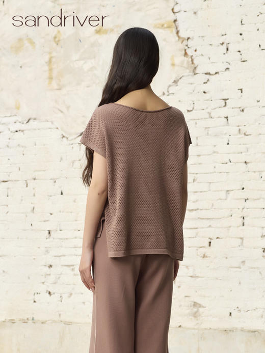 精梳棉针织一字领小衫SJS96W035N 商品图1