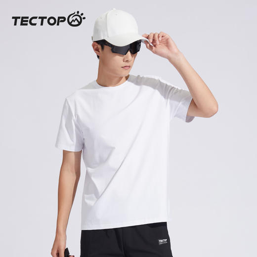 探拓户外夏季男女士轻薄圆领速干衣情侣宽松弹力透气短袖运动T恤 商品图0